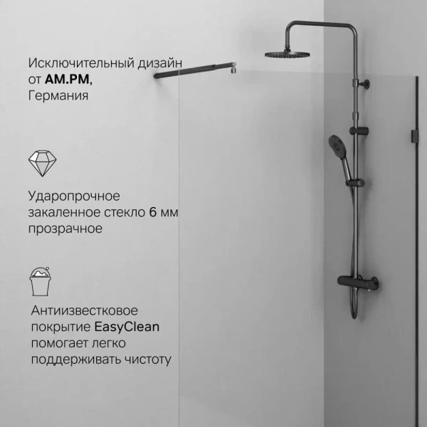 Душевая перегородка 120 см Am.Pm X-Joy W94WI-120-F1-BTE черный матовый