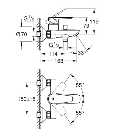 Смеситель для ванны Grohe BauEdge New 23604 001 (23604001) хром
