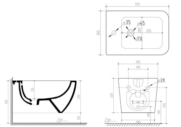 Биде подвесное Art&Max Maxima AM010BH