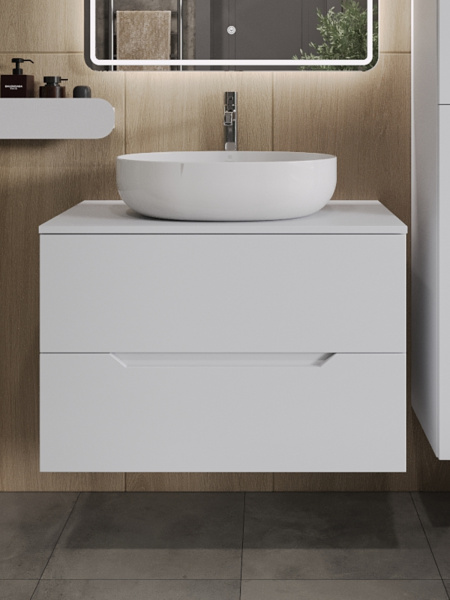 Тумба с раковиной подвесная 80 см, Orange Line Li-80TuwMDF+B05-520W белый