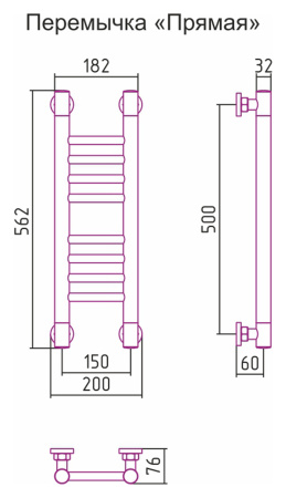 Полотенцесушитель Водяной Прямая Сунержа Богема + (50х15) Матовое Золото 032-0220-5015