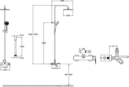 Душевая система с изливом Jacob Delafon Aleo 2.0 E26809-CP