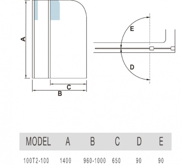 Шторка на ванну WeltWasser 100T2-100 WW100 (10000001223)