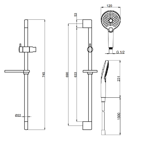 Душевой гарнитур AQUAme AQM8101GG