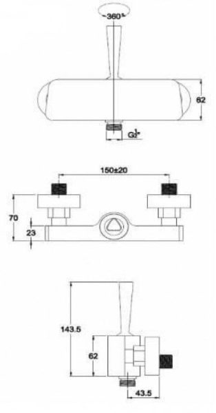 Смеситель для ванны KAISER Vista (65077)