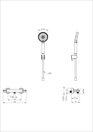 Смеситель для душа с термостатом WONZON & WOGHAND INN 5, хром WW-B2063-A-CR