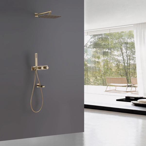 Душевой комплект ABBER Rund AF8717G скрытого монтажа с изливом, золотое матовое Душевой комплект ABBER Rund AF8717G скрытого монтажа с изливом, золотое матовое