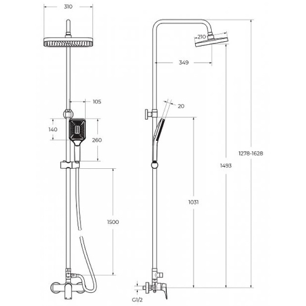 Душевая система BelBagno Due DUE-DOCM-CRM Душевая система BelBagno Due DUE-DOCM-CRM