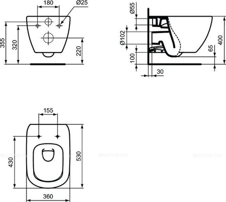 Комплект унитаз + инсталляция Ideal Standard Tesi T3868V3