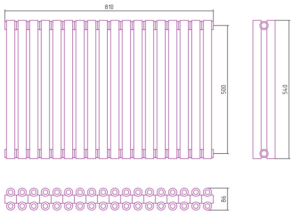 Полотенцесушитель Водяной Сунержа Эстет-00 (50х81) 18 секций Матовый Черный 31-0332-5018