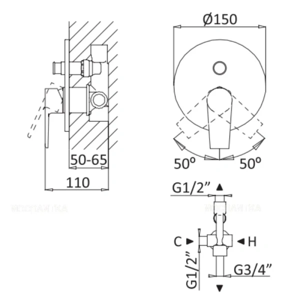 Смеситель для ванны Cezares Nautic NAUTIC-VDIM-SR Смеситель для ванны Cezares Nautic NAUTIC-VDIM-SR