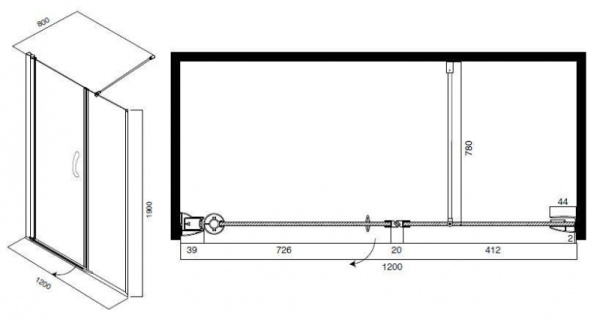 Душевая дверь AM.PM Bliss L W53S-D8W4-0CT