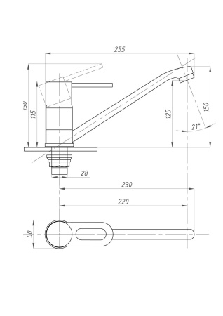 Смеситель для кухни ПСМ-Профсан  ПЛЮС PSM-425-008