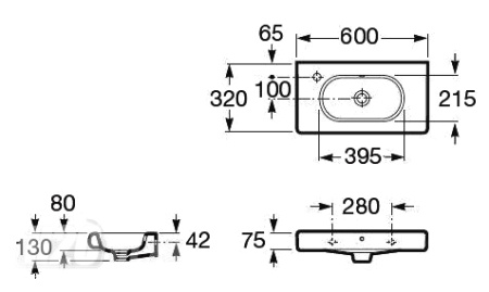 Раковина подвесная (60x32) Roca Meridian  32724X000