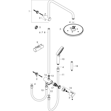 Душевая стойка Hansgrohe Vernis Blend Showerpipe 200 1jet Reno EcoSmart 26099670, черный матовый