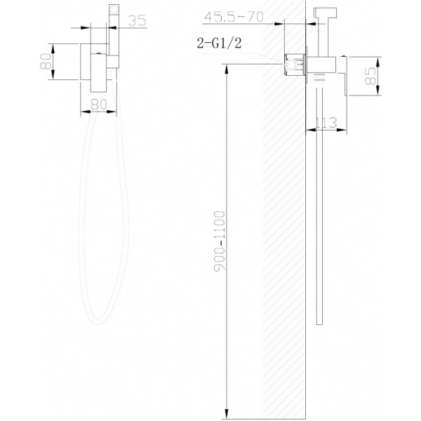 Смеситель ABBER Daheim AF8226SP с гигиеническим душем, сатин
