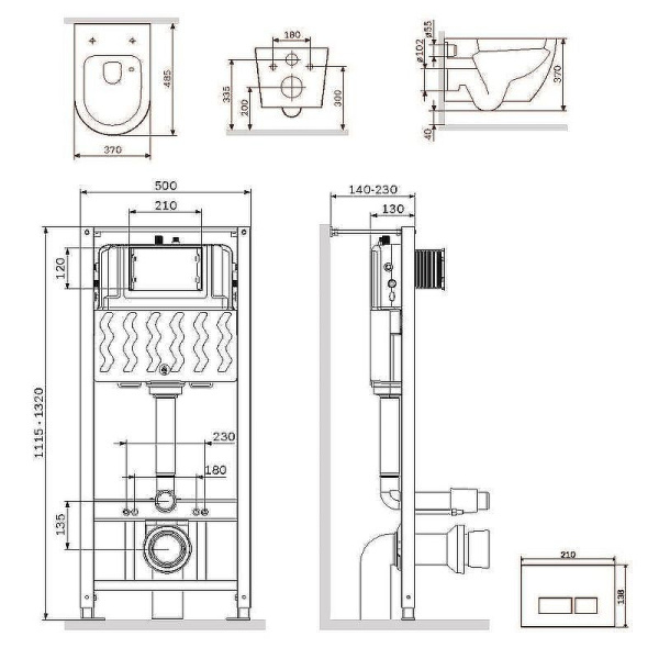 Комплект унитаза с инсталляцией Am.Pm Like Aquaspin IS47051.801900 с сиденьем микролифт, кнопка хром глянец