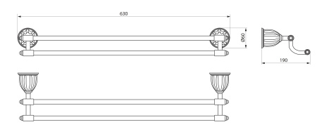 Полотенцедержатель двойной 63 см. RUSH Socotra ST12532