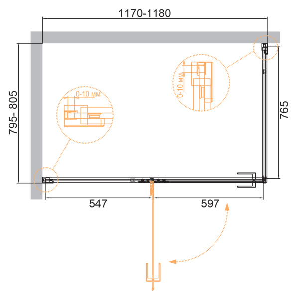 Душевой уголок (120х80) CEZARES BELLAGIO BELLAGIO-AH-1-120/80-C-NERO