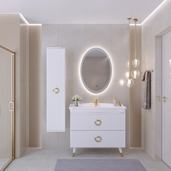 Тумба напольная Grossman АТРИО-105 см 1010501 с 2-я ящ, белый глянец