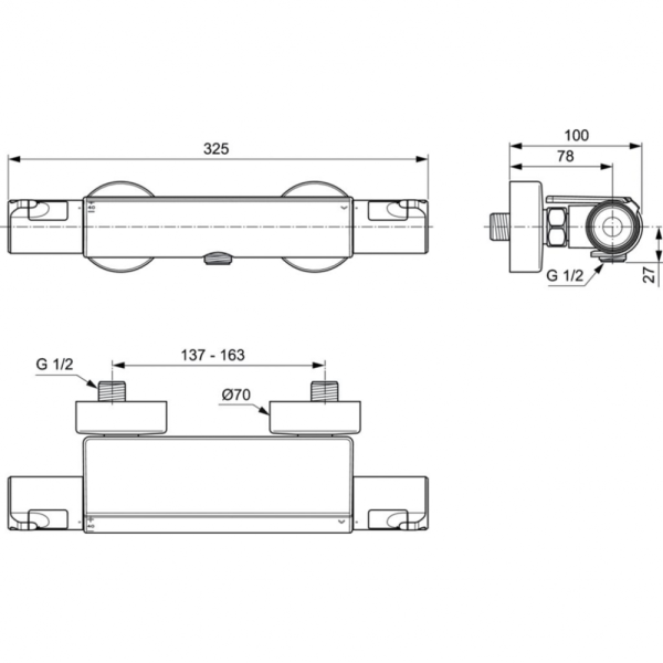 Термостат для душа с полочкой Ideal Standard Ceratherm T50 A7695AA