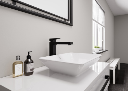 Смеситель для раковины без донного клапана Hansgrohe Vernis Shape 71591670 черный матовый