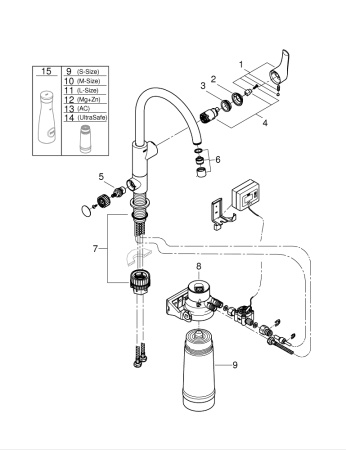 Смеситель для кухни с фильтром Grohe Blue Pure Eurosmart 30499 000 (30499000) хром Смеситель для кухни с фильтром Grohe Blue Pure Eurosmart 30499 000 (30499000) хром
