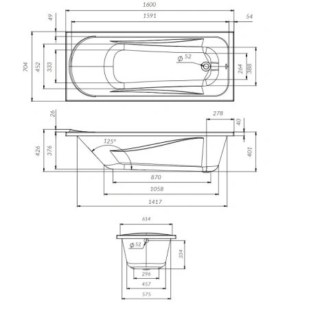 Акриловая ванна (160х70) AM.PM Sense W76A-160-070W-A белый