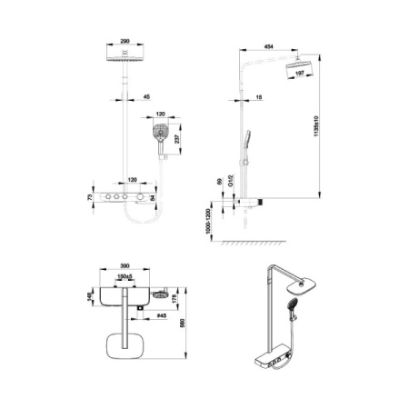 Душевая стойка Bravat Cobble F6389423CP-A1-ENG