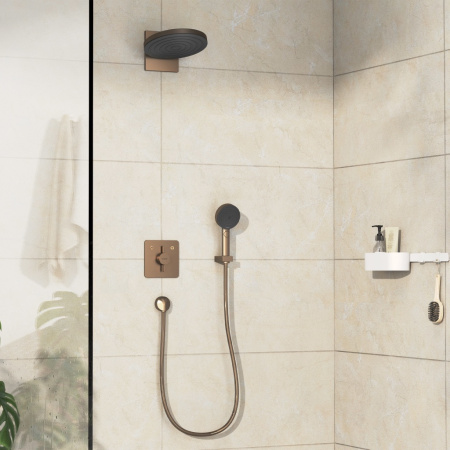 Смеситель для ванны на 2 потребителя Hansgrohe DuoTurn Q 75414140 шлифованная бронза
