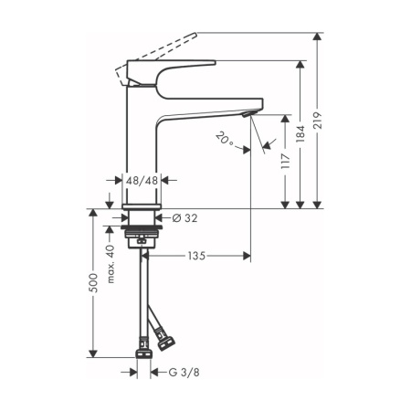 Смеситель для раковины с донным клапаном Push-Open Hansgrohe Metropol 32507340 шлифованный черный хром