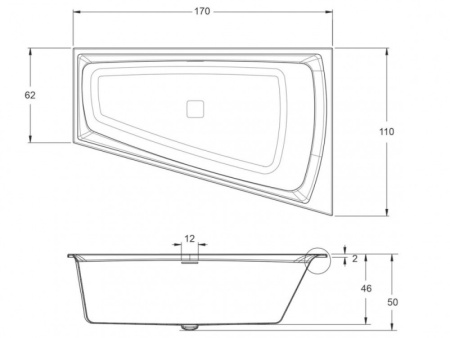 Ванна акриловая Riho Still Smart L (170x110) LED B102003005