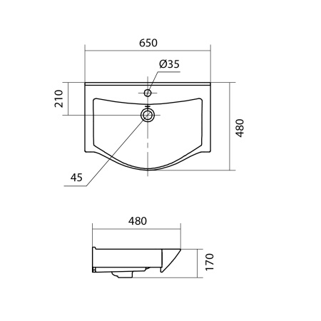 Раковина подвесная (65х48) Santek Беверли 65 1WH302501