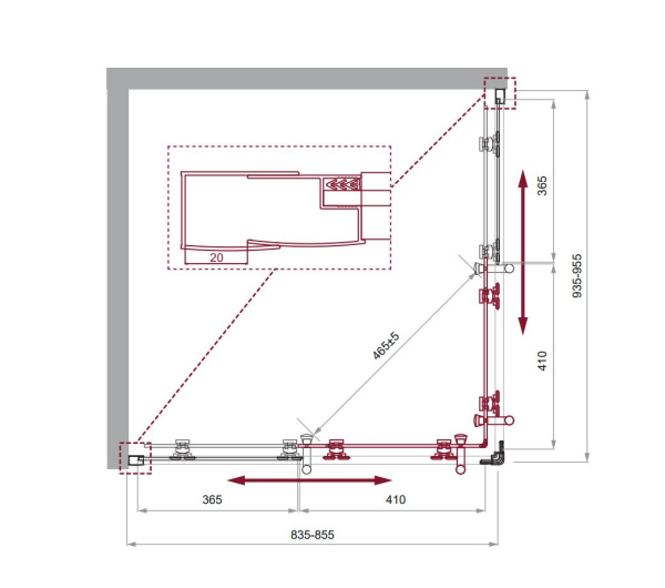 Душевой уголок (85х85) BelBagno UNO-195-A-2-85-C-Cr