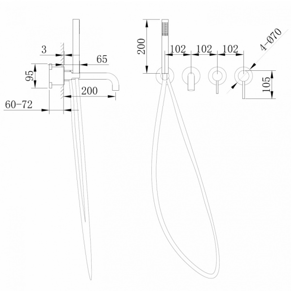 Смеситель ABBER Wasser Kreis AF8130NG для ванны скрытого монтажа, никель Смеситель ABBER Wasser Kreis AF8130NG для ванны скрытого монтажа, никель