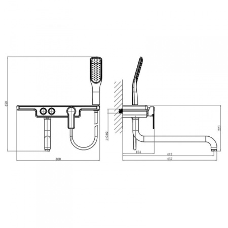 Смеситель для ванны с длинным изливом D&K DA1443315 Смеситель для ванны с длинным изливом D&K DA1443315