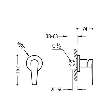 Смеситель однорычажный для душа Tres Class 20517701