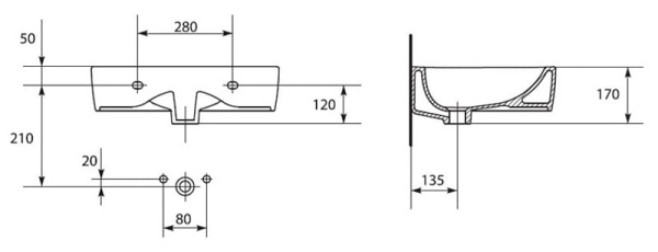 Раковина Cersanit Nano 55 P P-UM-N55/1-P