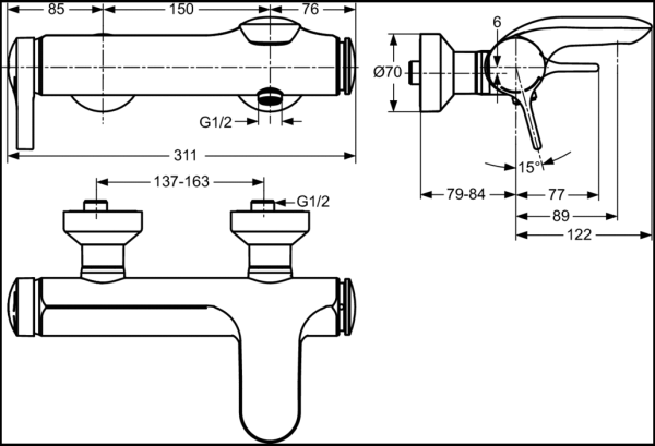Смеситель для ванны Ideal Standard Melange A4271AA