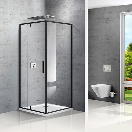 Душевой уголок Vincea  Slim VPR-2SL9012CLB-L (120х90)  матовый черный, стекло прозрачное, левый