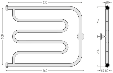 Полотенцесушитель водяной (50х65) Сунержа Лира 00-0011-5065
