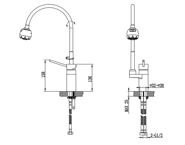 Смеситель для кухонной мойки Timo Saona 2308FS chrome