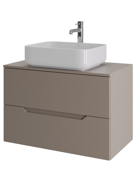 Тумба с раковиной подвесная 80 см, Orange Line Li-80TuLMDF+B05-500W латте/белый