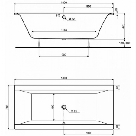Ванна прямоугольная Kolo Clarissa (без панели) XWP2680000
