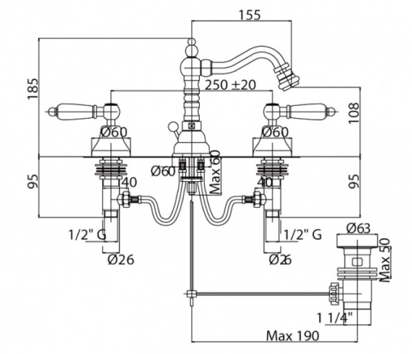 Смеситель для биде Cezares Lord BBS2-02