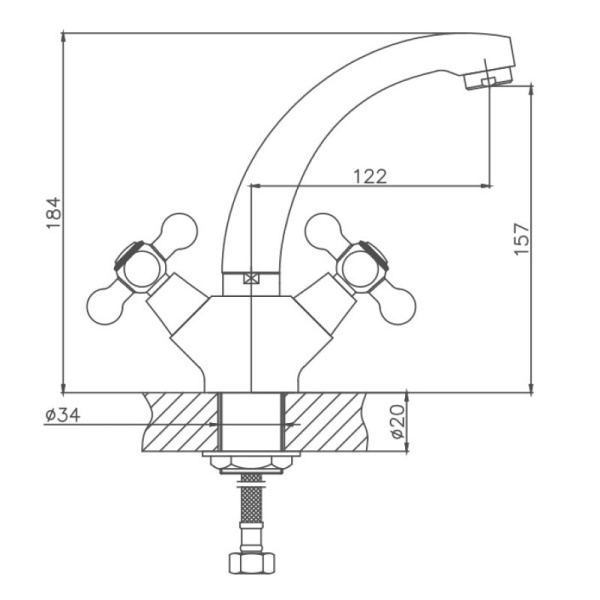 Смеситель для кухни Cron CN1719 Смеситель для кухни Cron CN1719