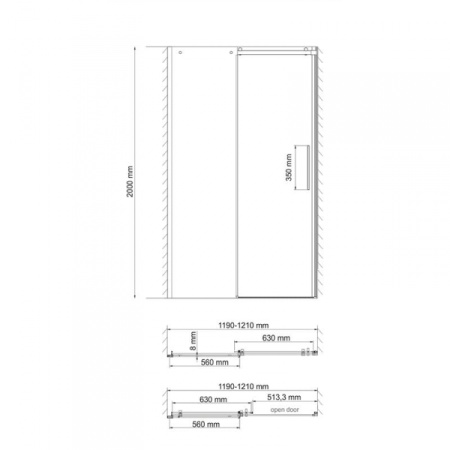 Душевая дверь (120х200) WasserKRAFT Dinkel 58R05