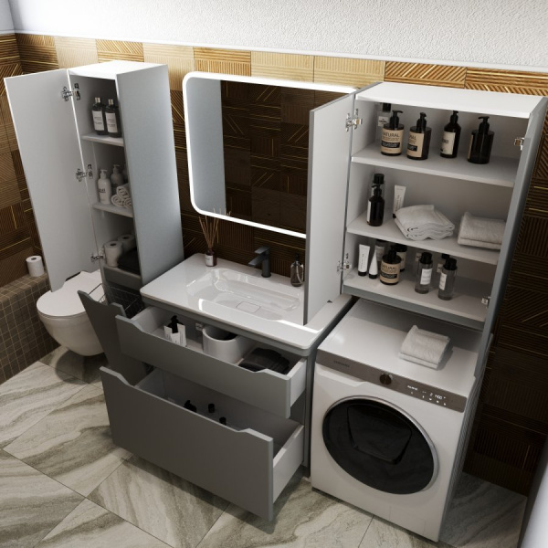 Тумба под раковину Style Line Марелла 90 Люкс Plus СС-00002418 серый матовый