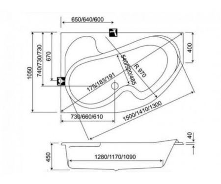Ванна акриловая Koller Pool Montana (170x105) MONTANA170X105R