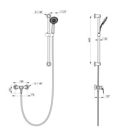 Смеситель для душа с гарнитуром WONZON & WOGHAND, белый матовый WW-4570-MW